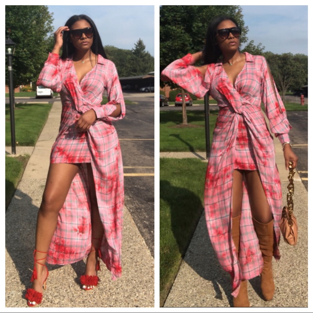 Plaid high low dress